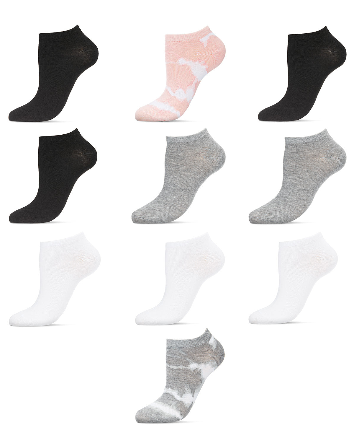 Women's 10 Pair Pack Tie Dye/Solid Low Cut Socks