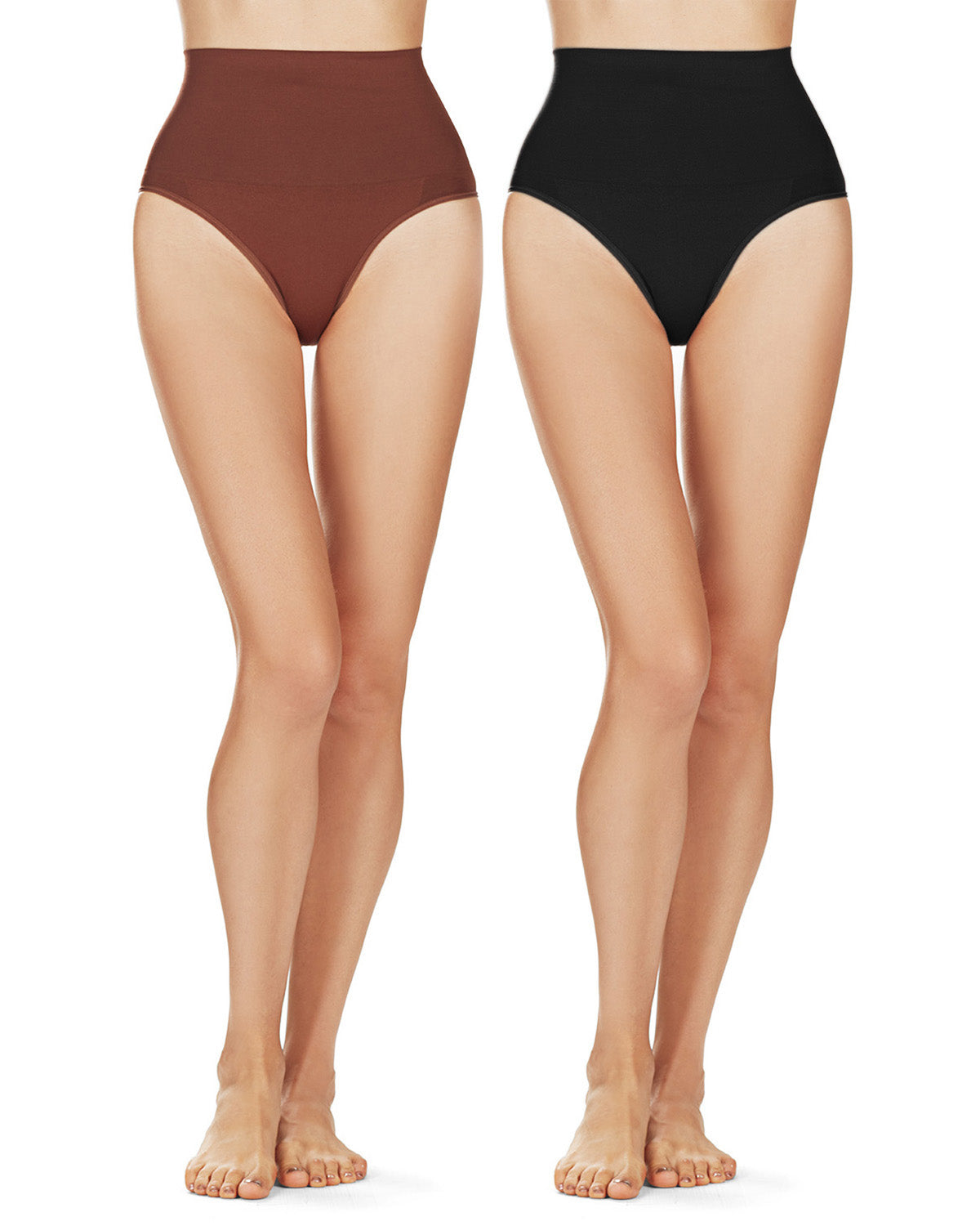 2 Pack Lace Hi-Cut Panties - Mocha/Black