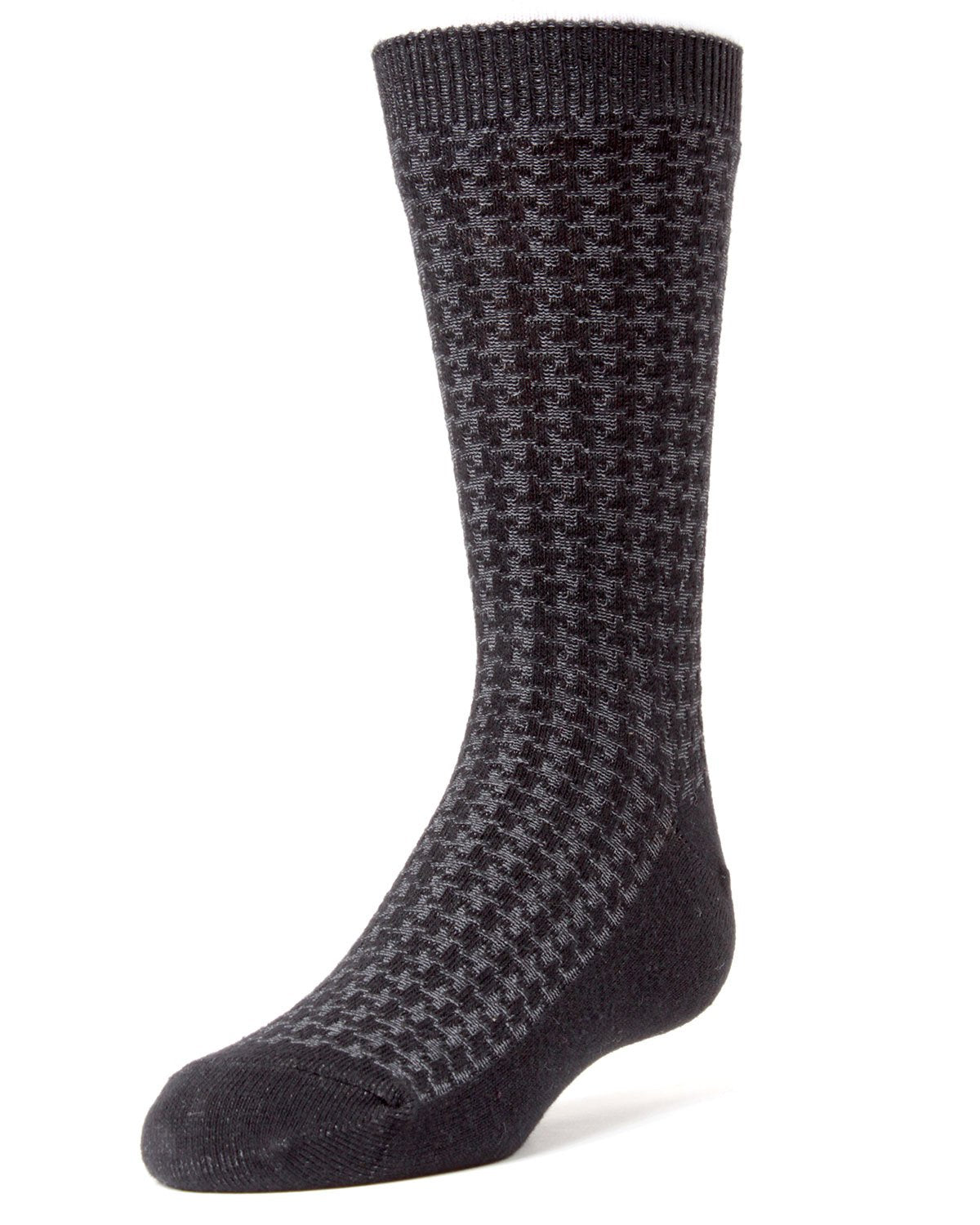 Boys' Houndstooth Mercerized Cotton Dress Socks