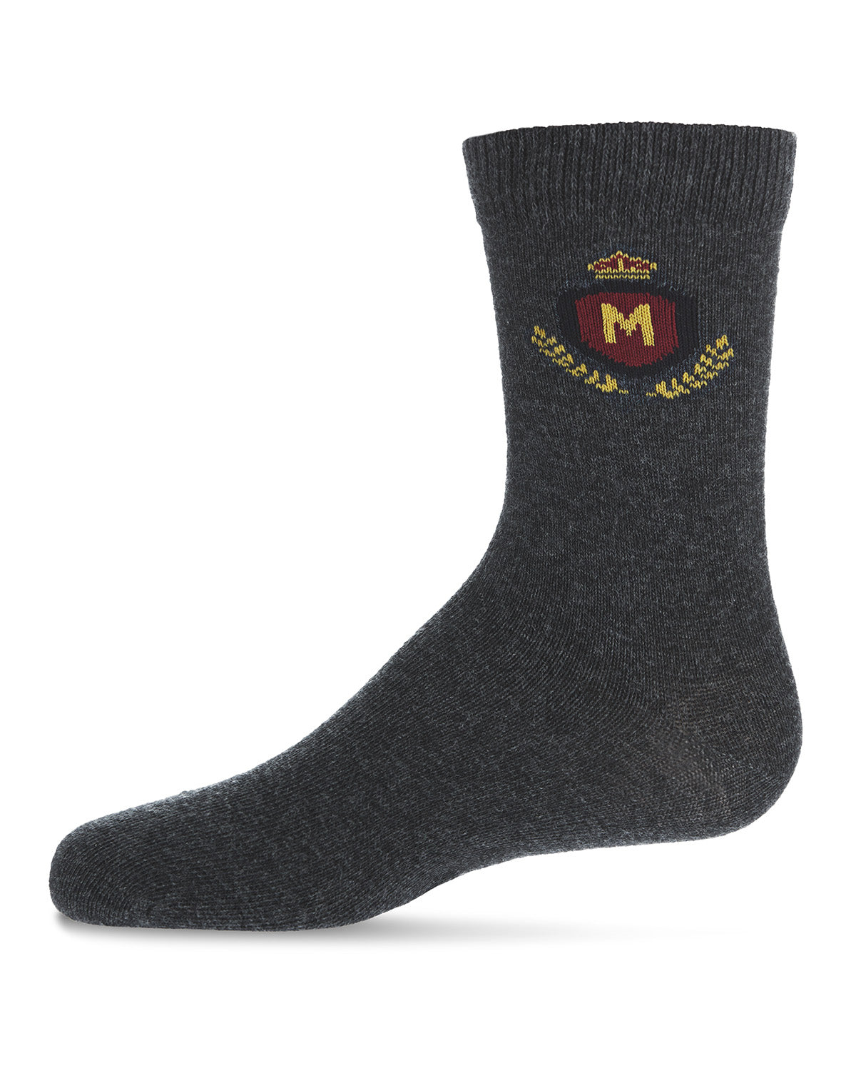 Boys Stitched M Crest Solid Color Dress Crew Socks