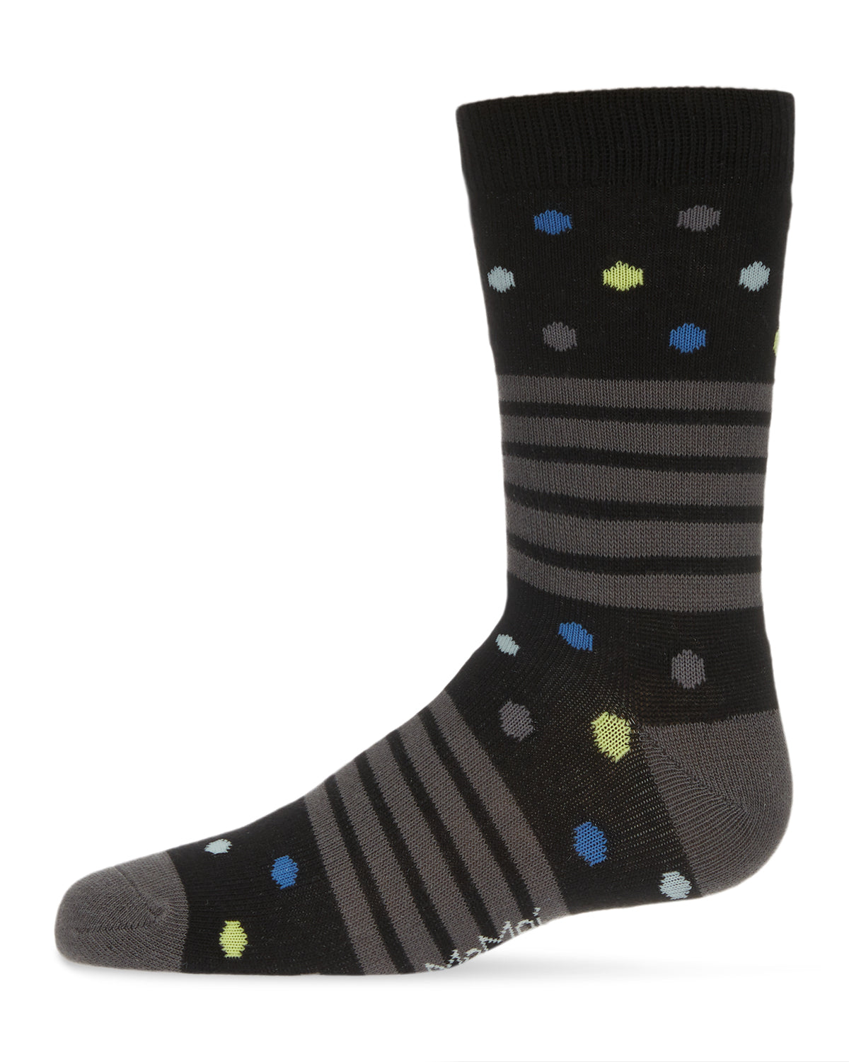 Stripe Dot Combo Boys Cotton Blend Crew Sock