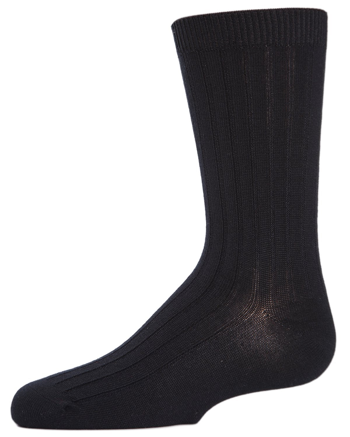 Boys' Essential Ribbed Mercerized Cotton Crew Socks