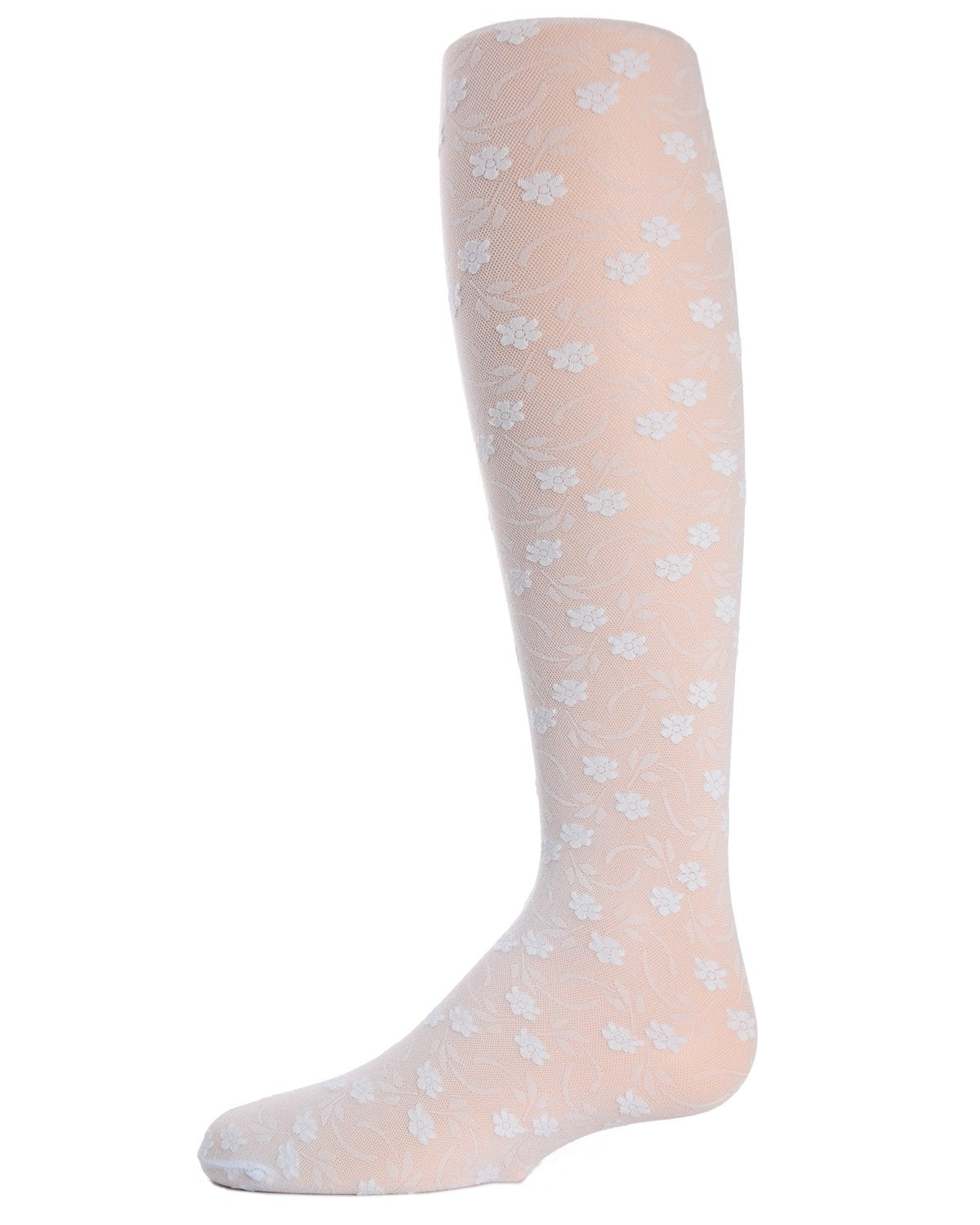 Sweet Blossoms Girls Sheer Floral Lace Tights