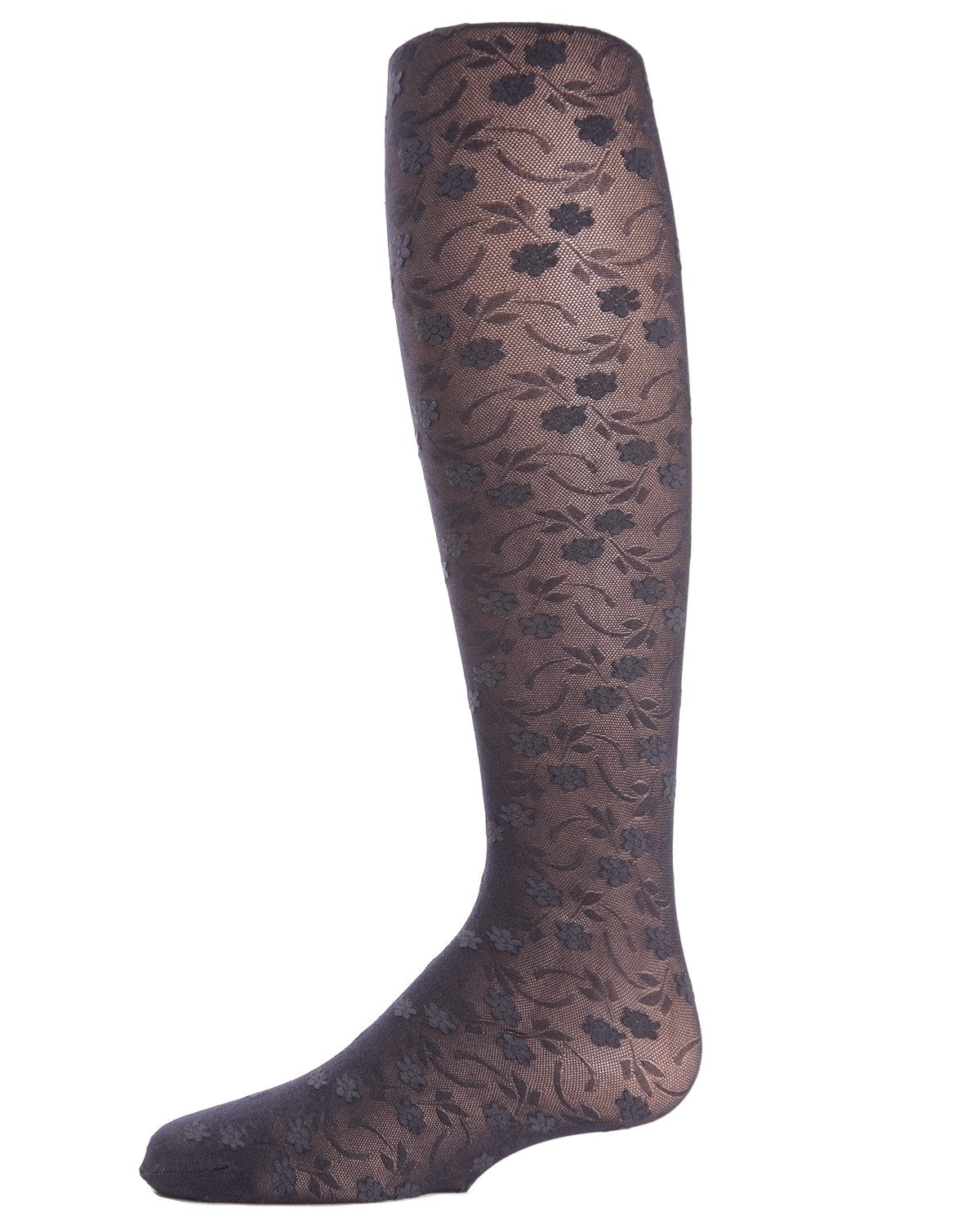 Sweet Blossoms Girls Sheer Floral Lace Tights