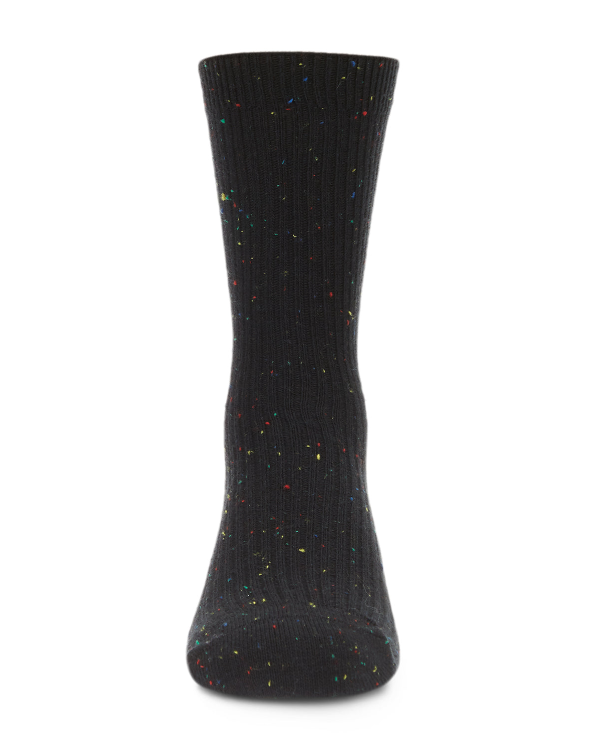 Thin Ribbed Cotton Blend Speckled Crew Sock