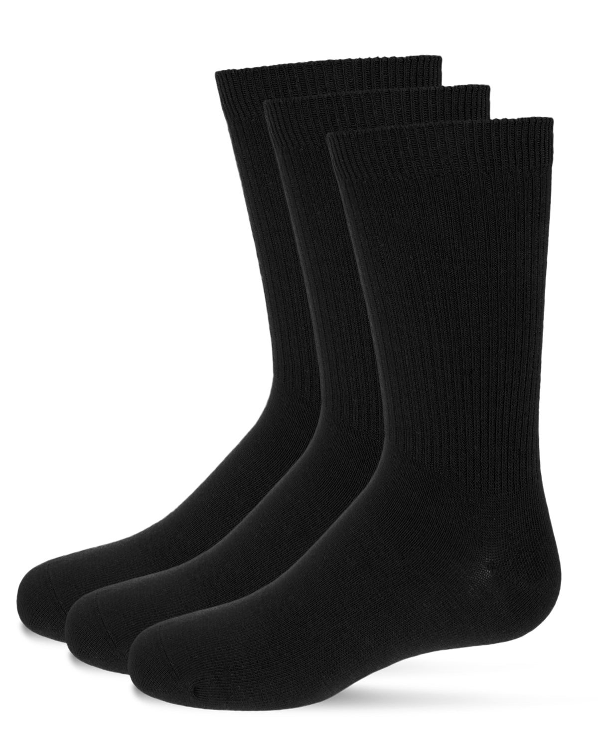 Boys' 3 Pair Pack Thin Ribbed Cotton Blend Crew Socks