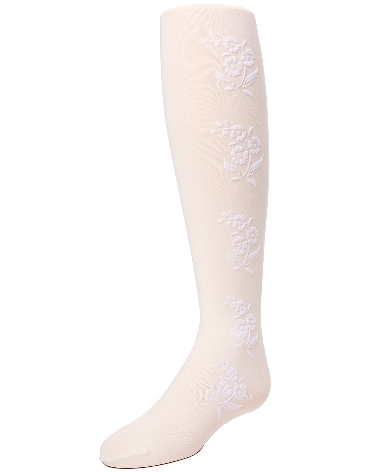 Girls' Flocked Floral Opaque Tights