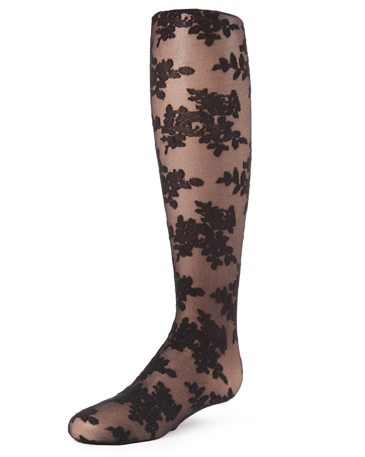 Fancy Floral Girls Sheer Tights