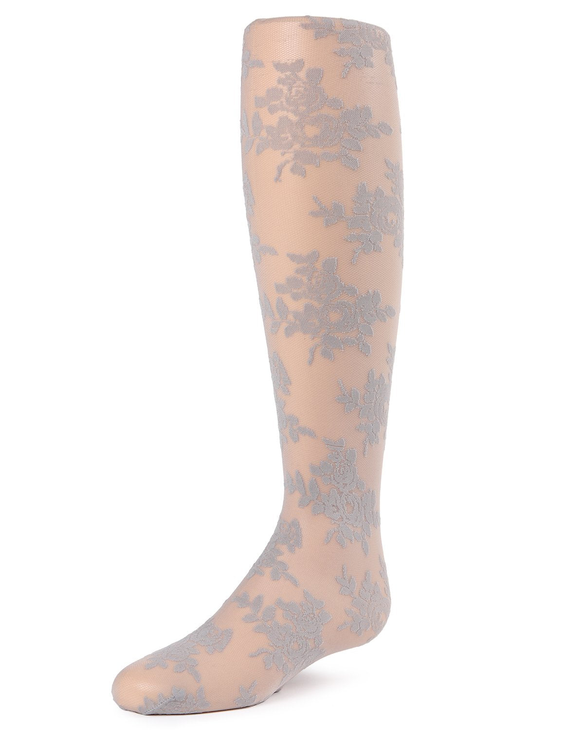 Fancy Floral Girls Sheer Tights