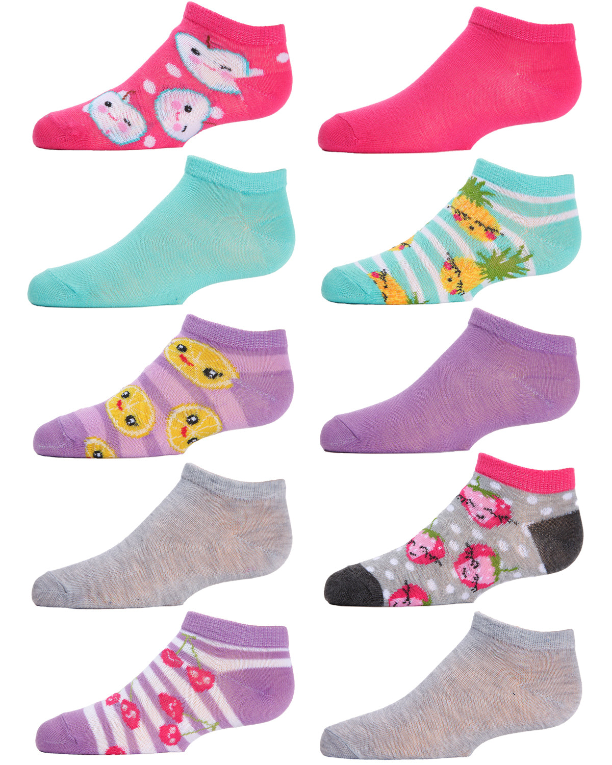 Girls' 10 Pair Pack Fruit Low Cut Socks