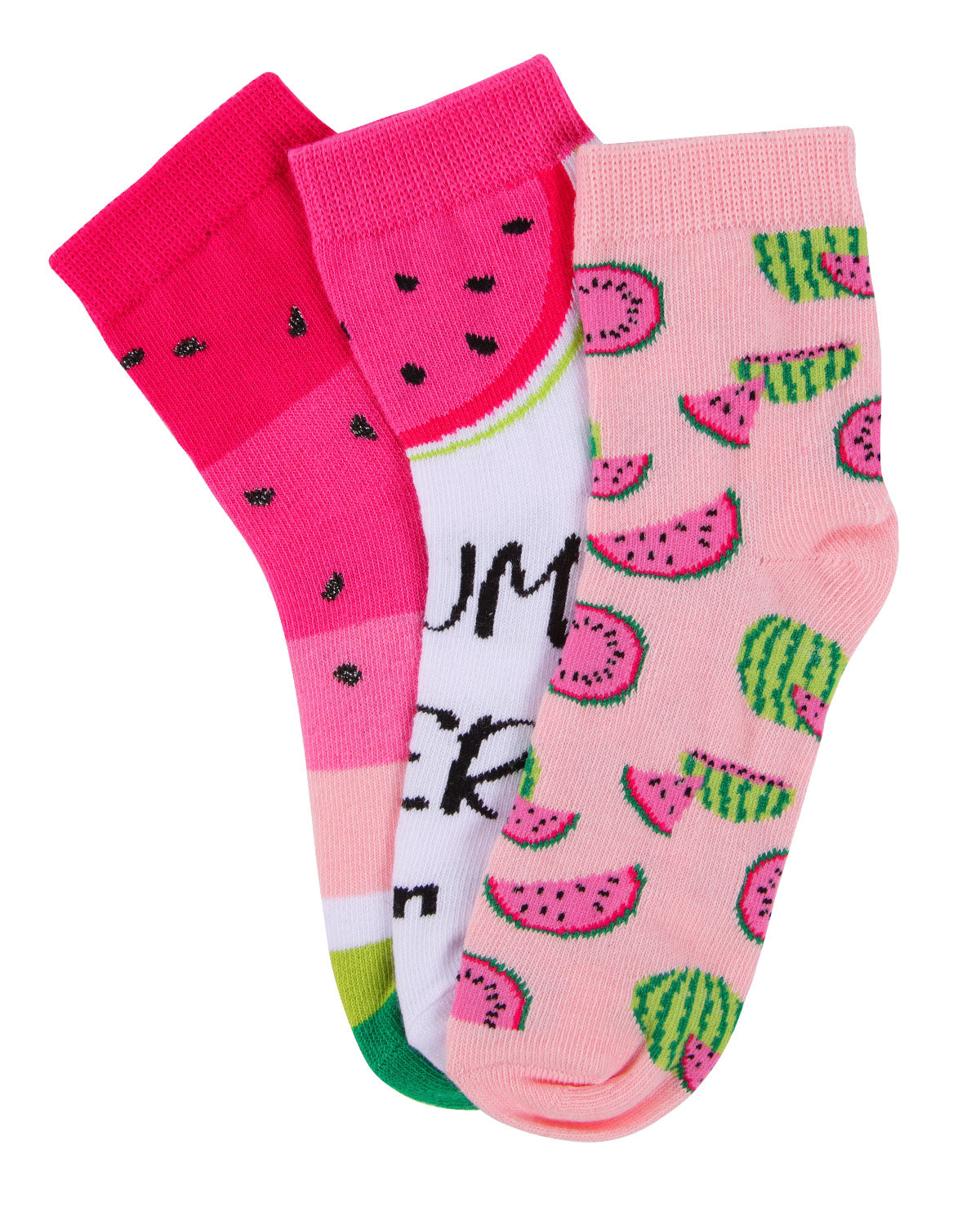 Watermelon Cotton Blend Ankle Socks 3-Pack