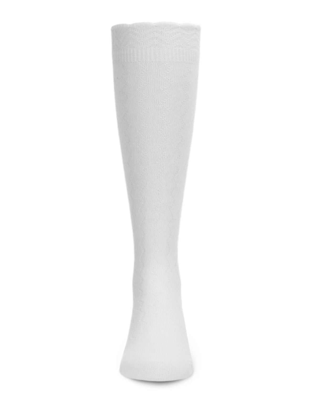 Diamond Zag Knee High Sock with Scalloped Cuff