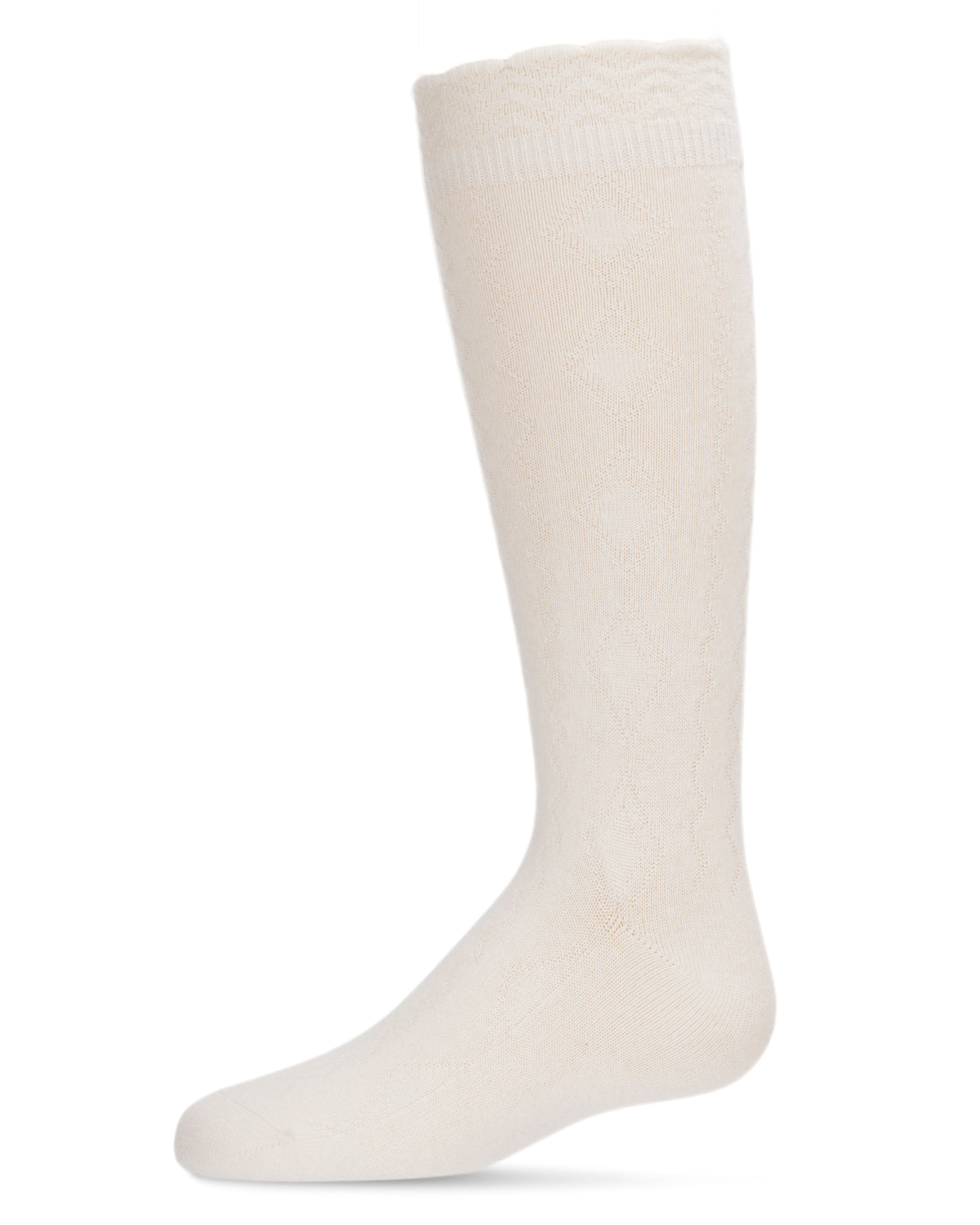 Diamond Zag Knee High Sock with Scalloped Cuff