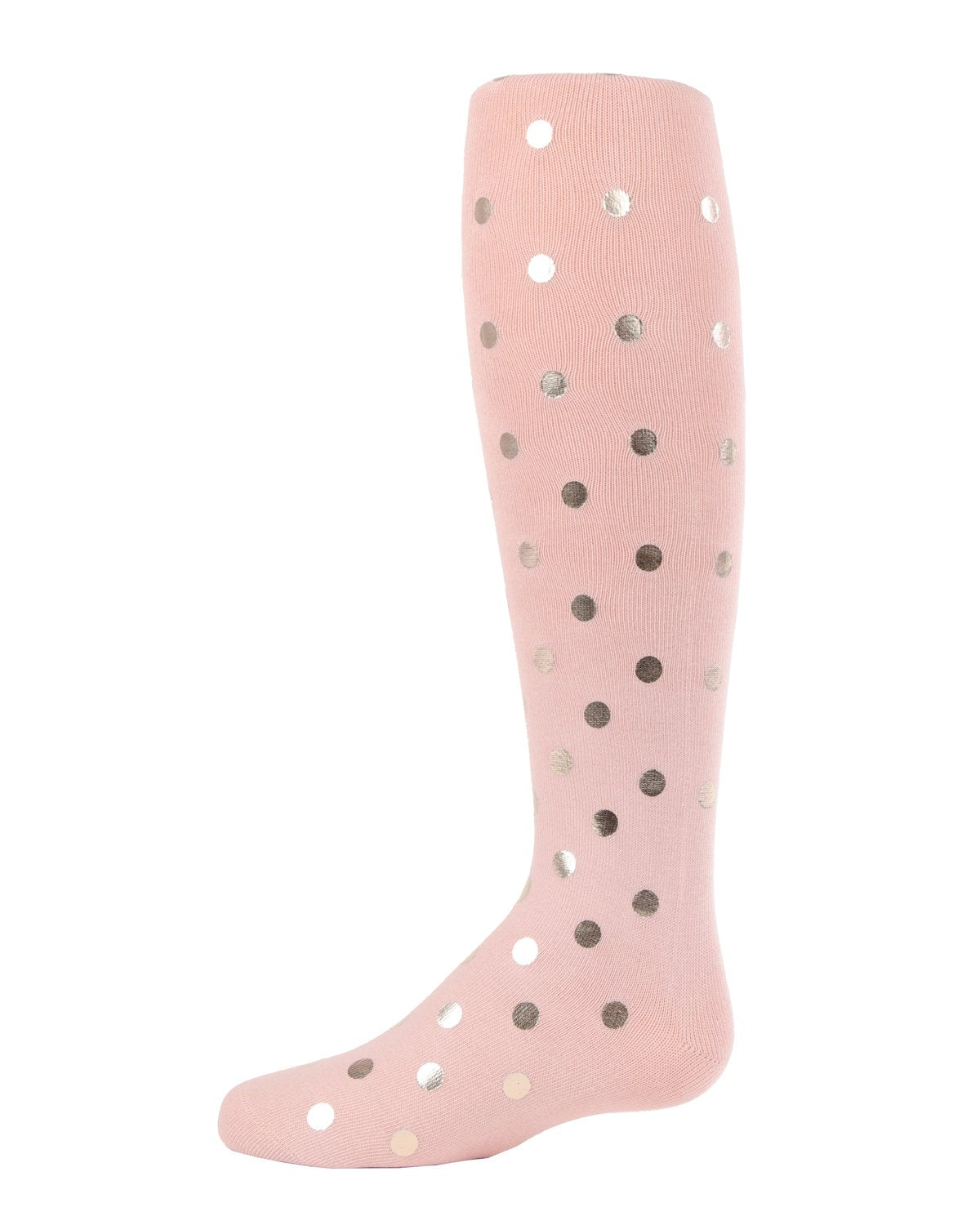 Metallic Polka Dot Cotton Blend Girls Tights