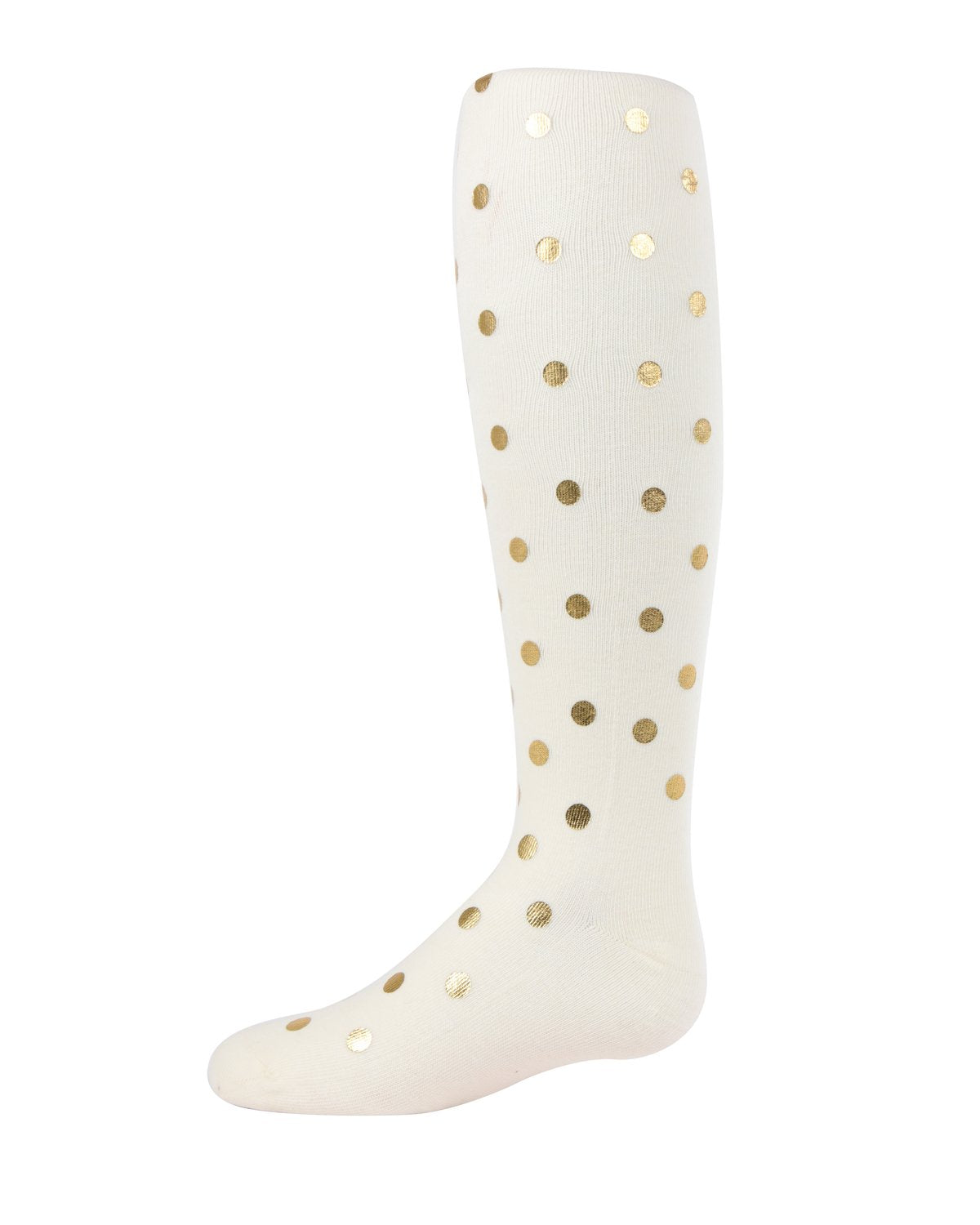 Metallic Polka Dot Cotton Blend Girls Tights