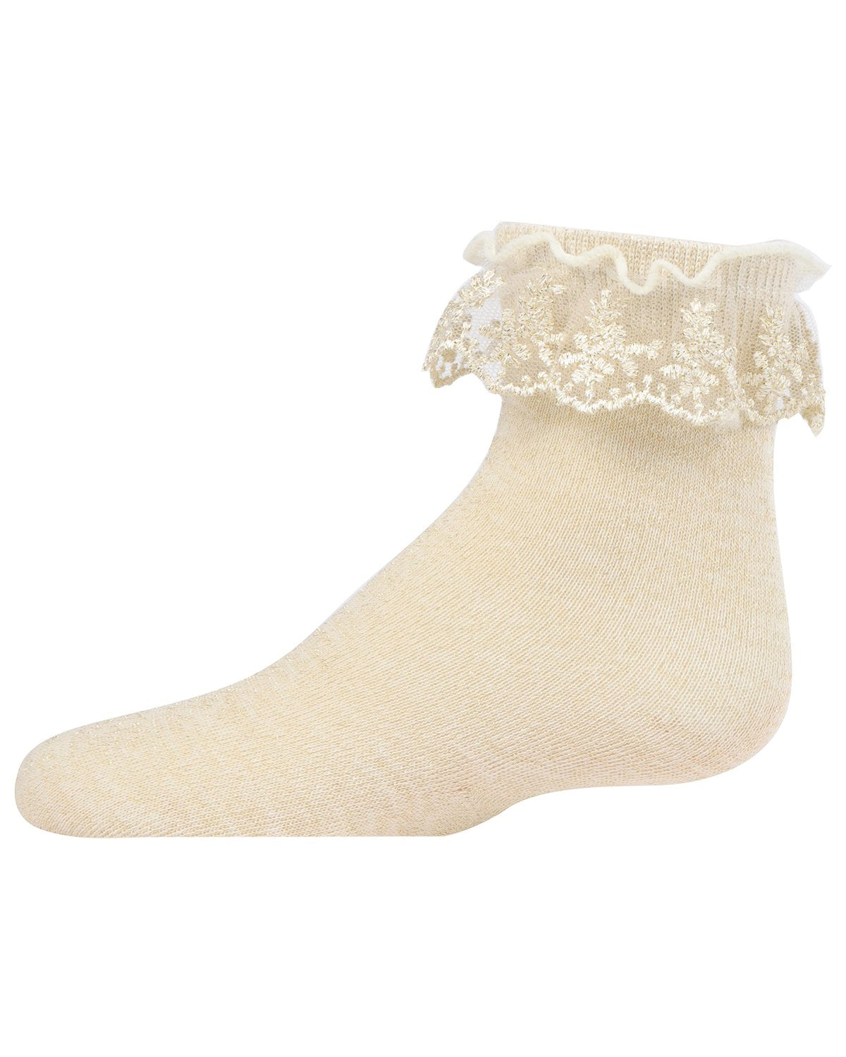 Girls' Step and Shimmer Ruffle Anklet Socks