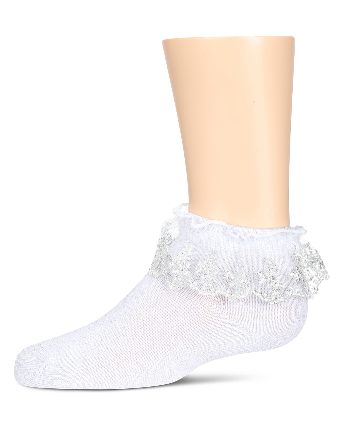 Girls' Step and Shimmer Ruffle Anklet Socks