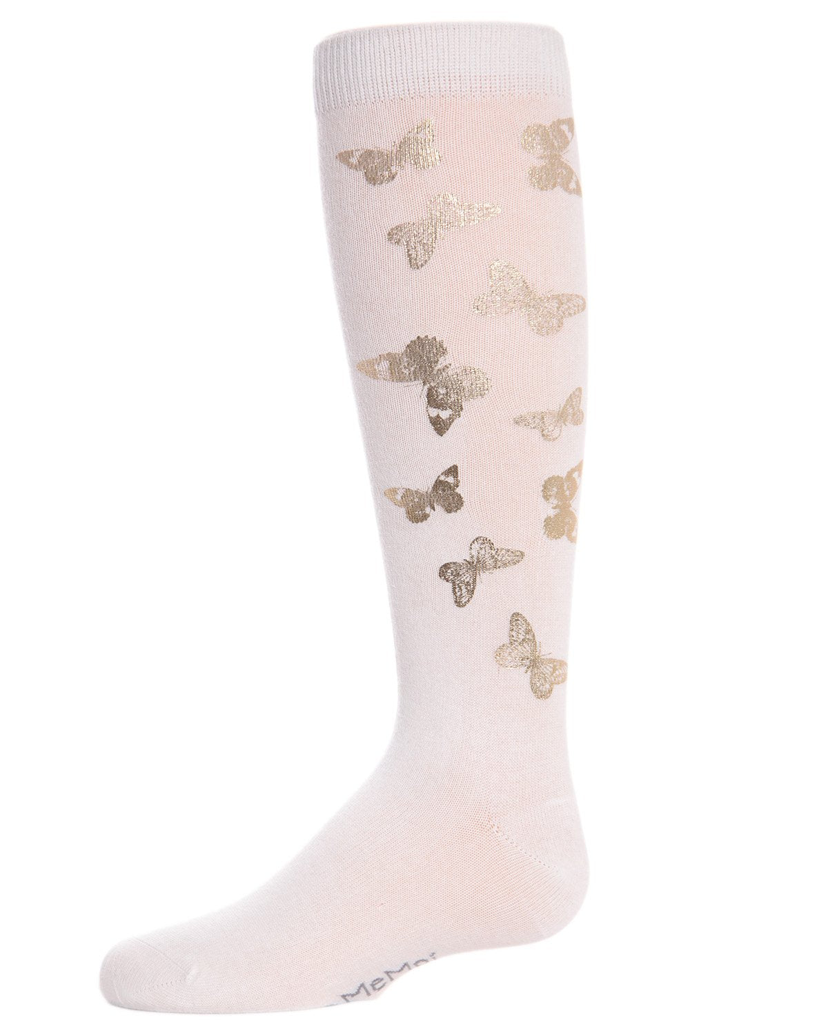 Gold and Gilded Butterfly Knee High Cotton Blend Girls Socks