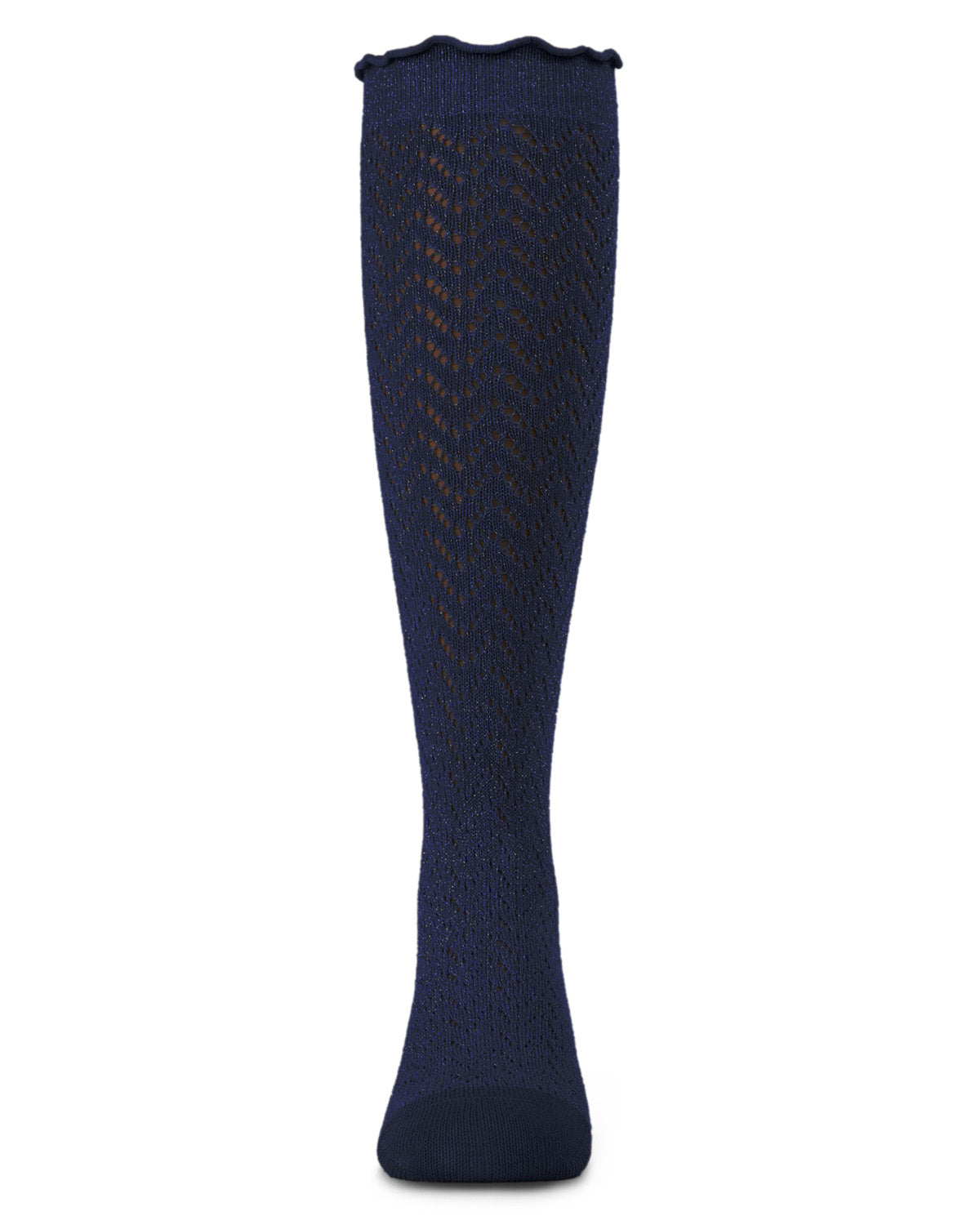 Open Work Shimmer Cotton Blend Knee High Socks