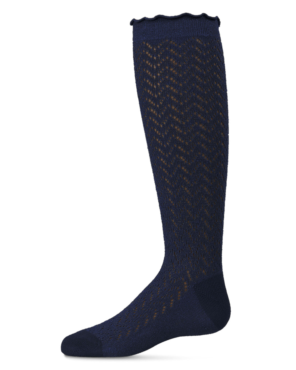 Open Work Shimmer Cotton Blend Knee High Socks