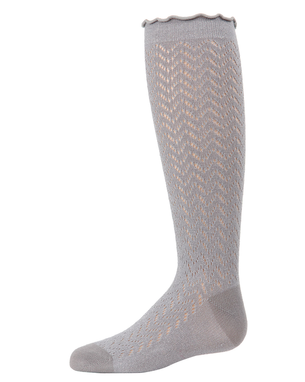 Open Work Shimmer Cotton Blend Knee High Socks