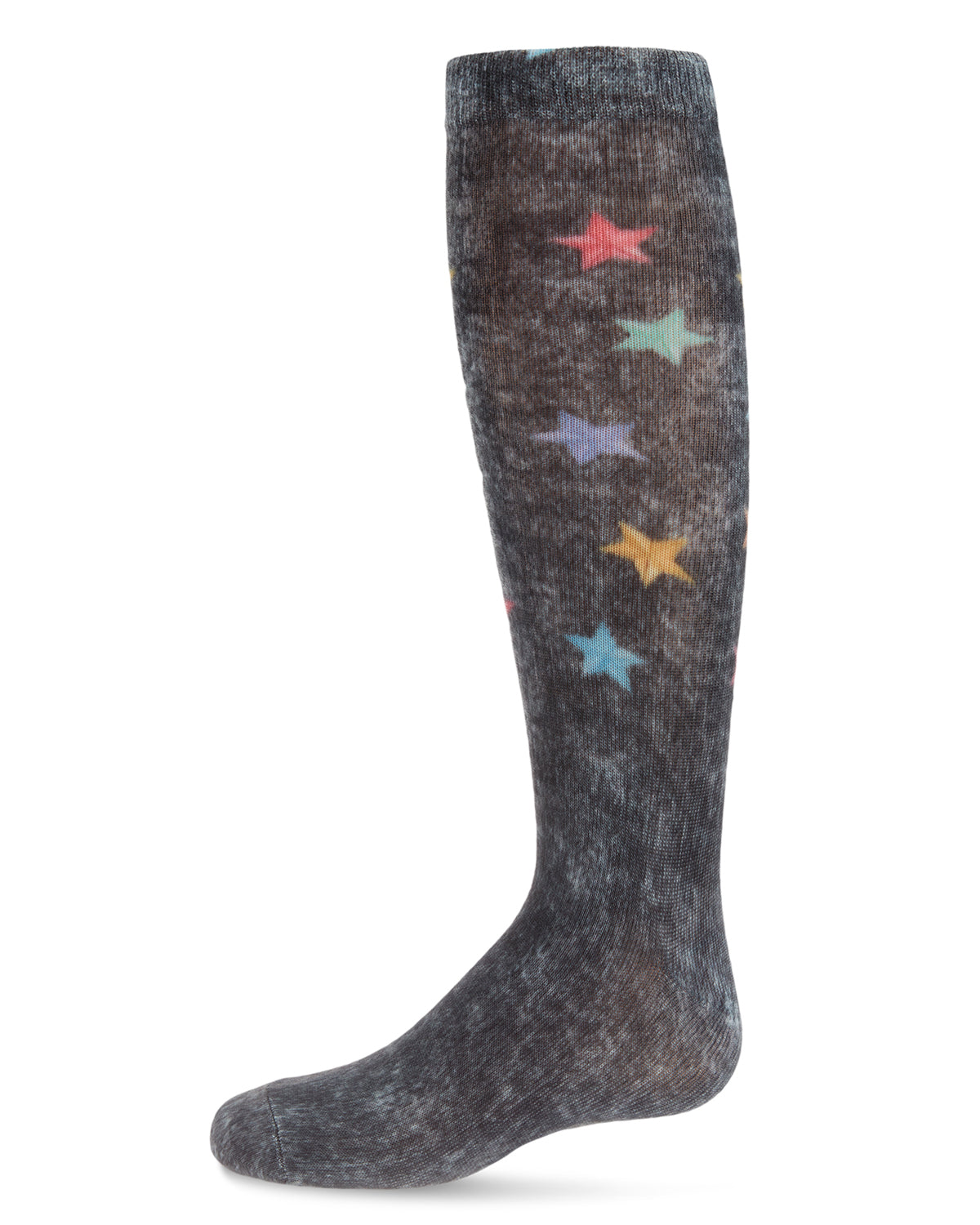 Distressed Wash Denim Stars Girls Knee High Sock