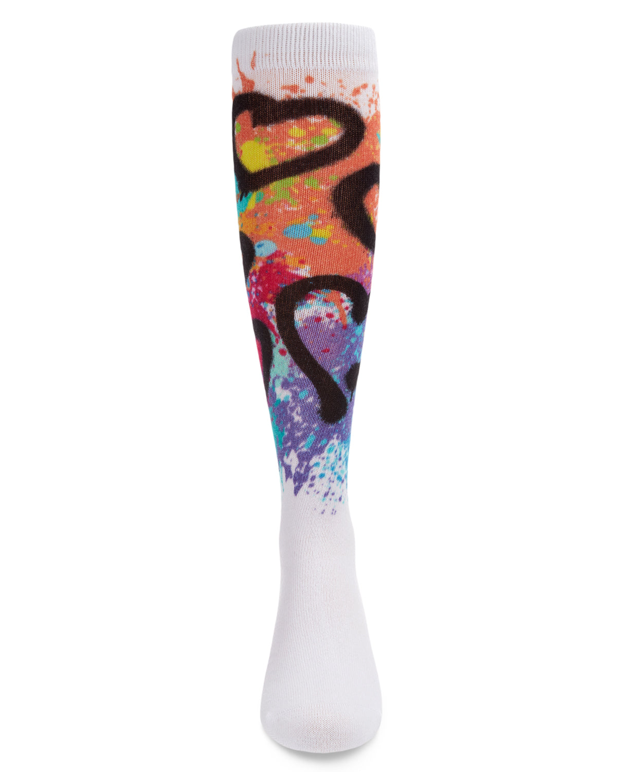 Graffiti Heart Girls Cotton Blend Knee High Socks