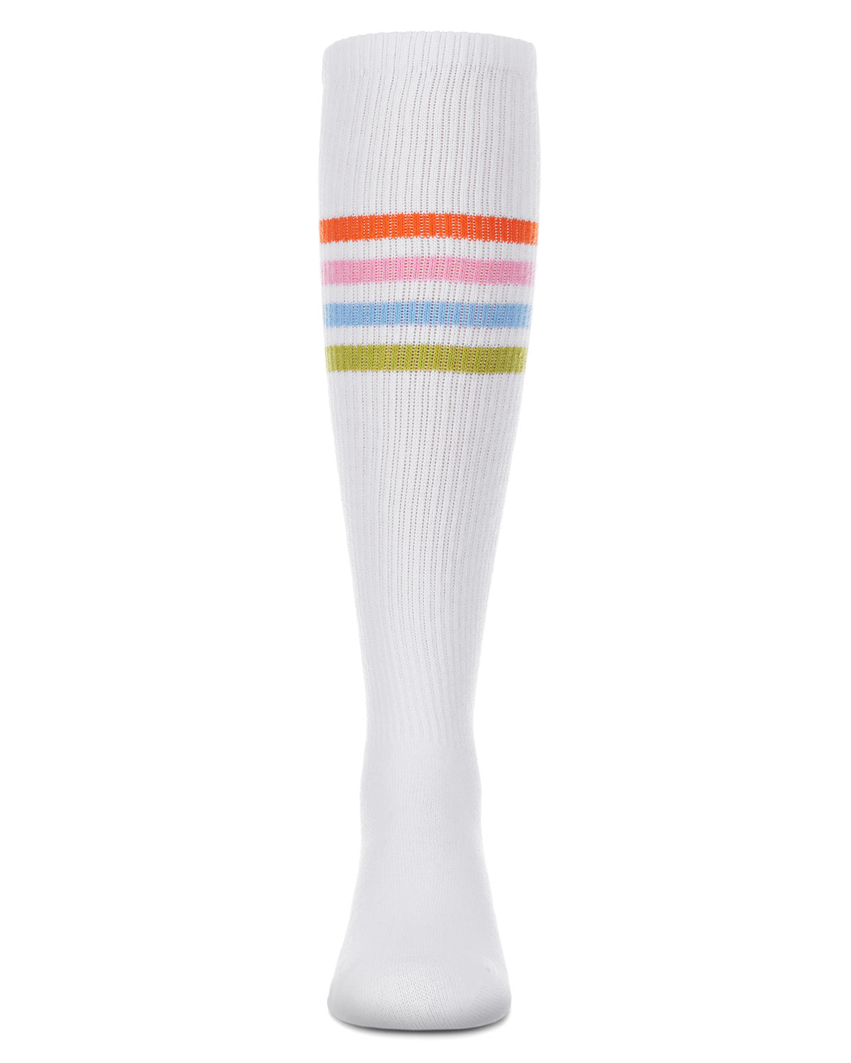 Thin Ribbed Athletic Stripe Cotton Blend Knee High Socks