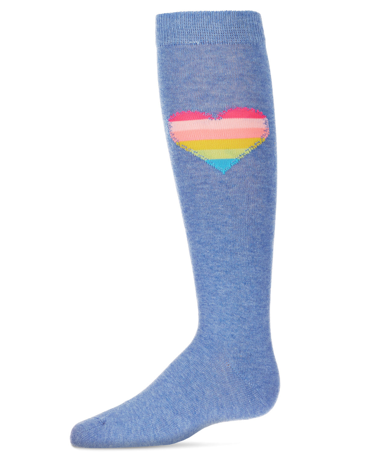 Neon Stitched Heart Cotton Blend Knee High Sock