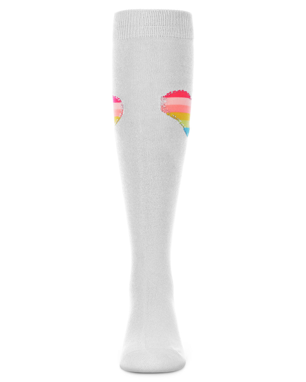 Neon Stitched Heart Cotton Blend Knee High Sock