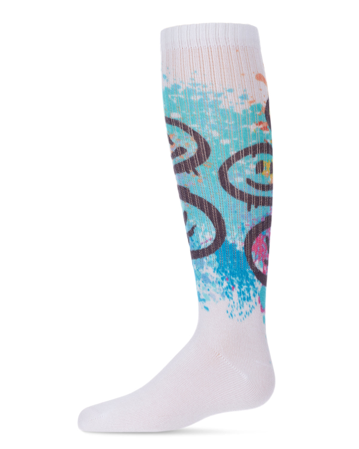 Graffiti Smiley Cotton Blend Knee High Socks