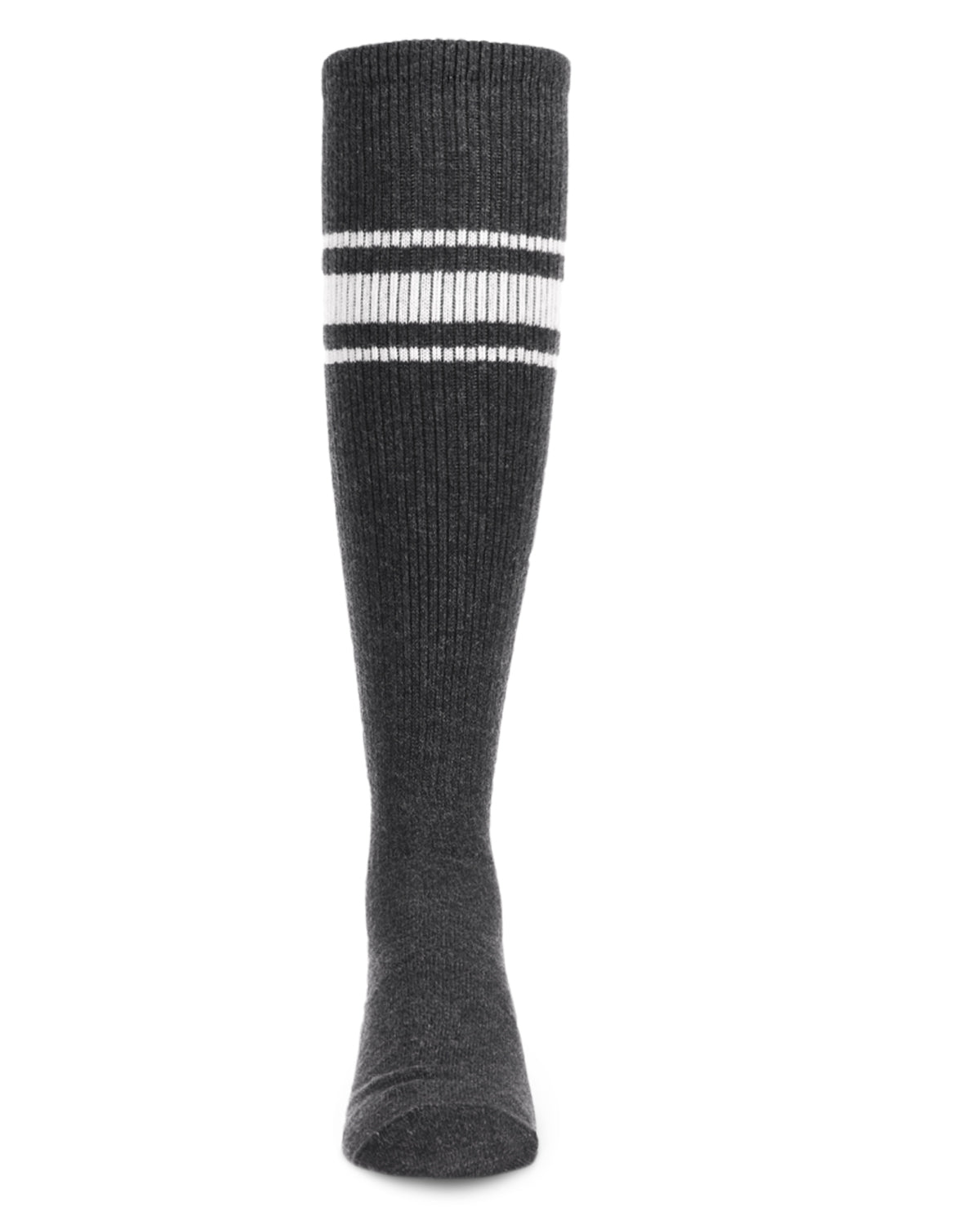 Marled Ribbed Stripe Girls Cotton Blend Knee High Socks