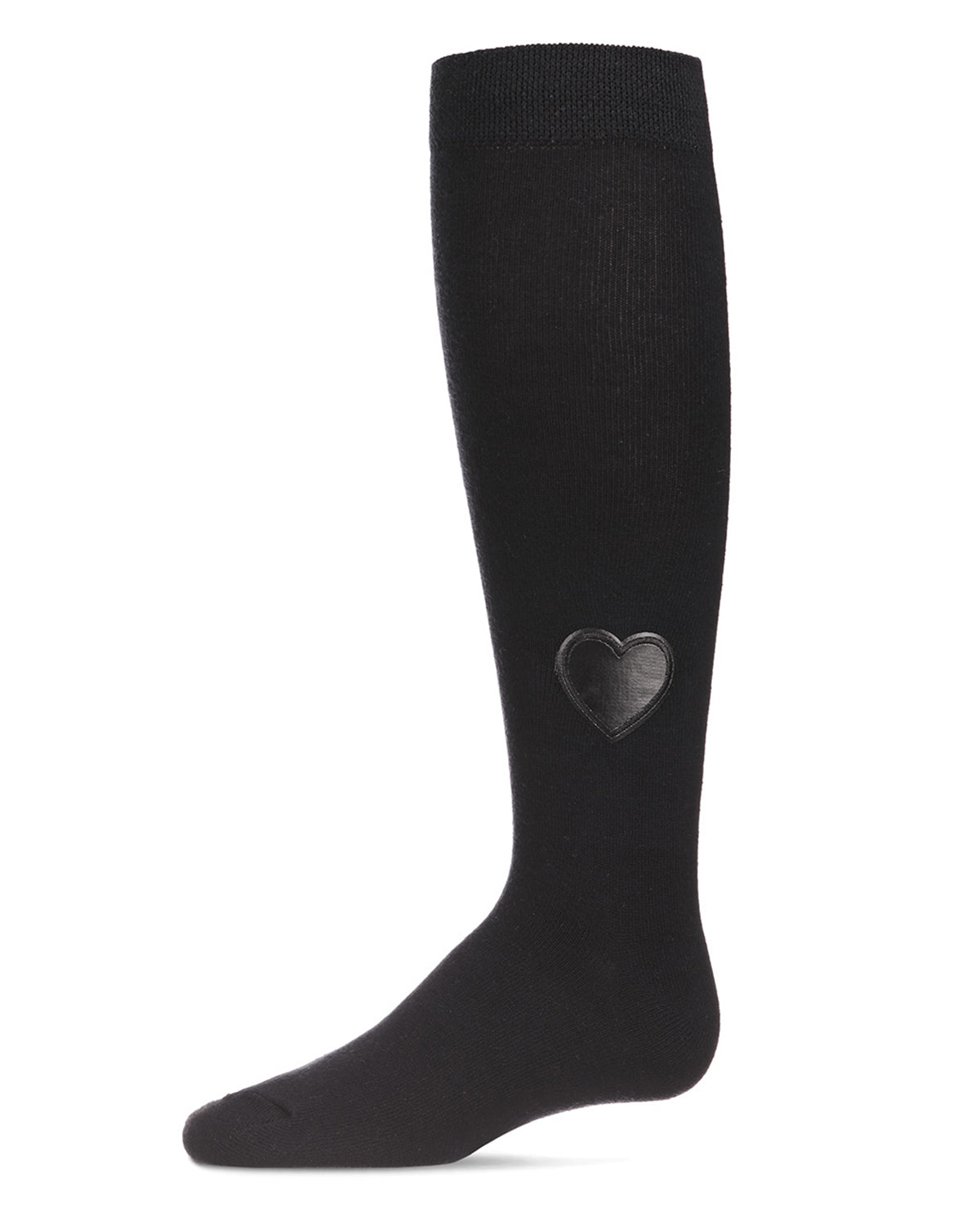 Heart Patch Cotton Blend Girls Knee High Socks