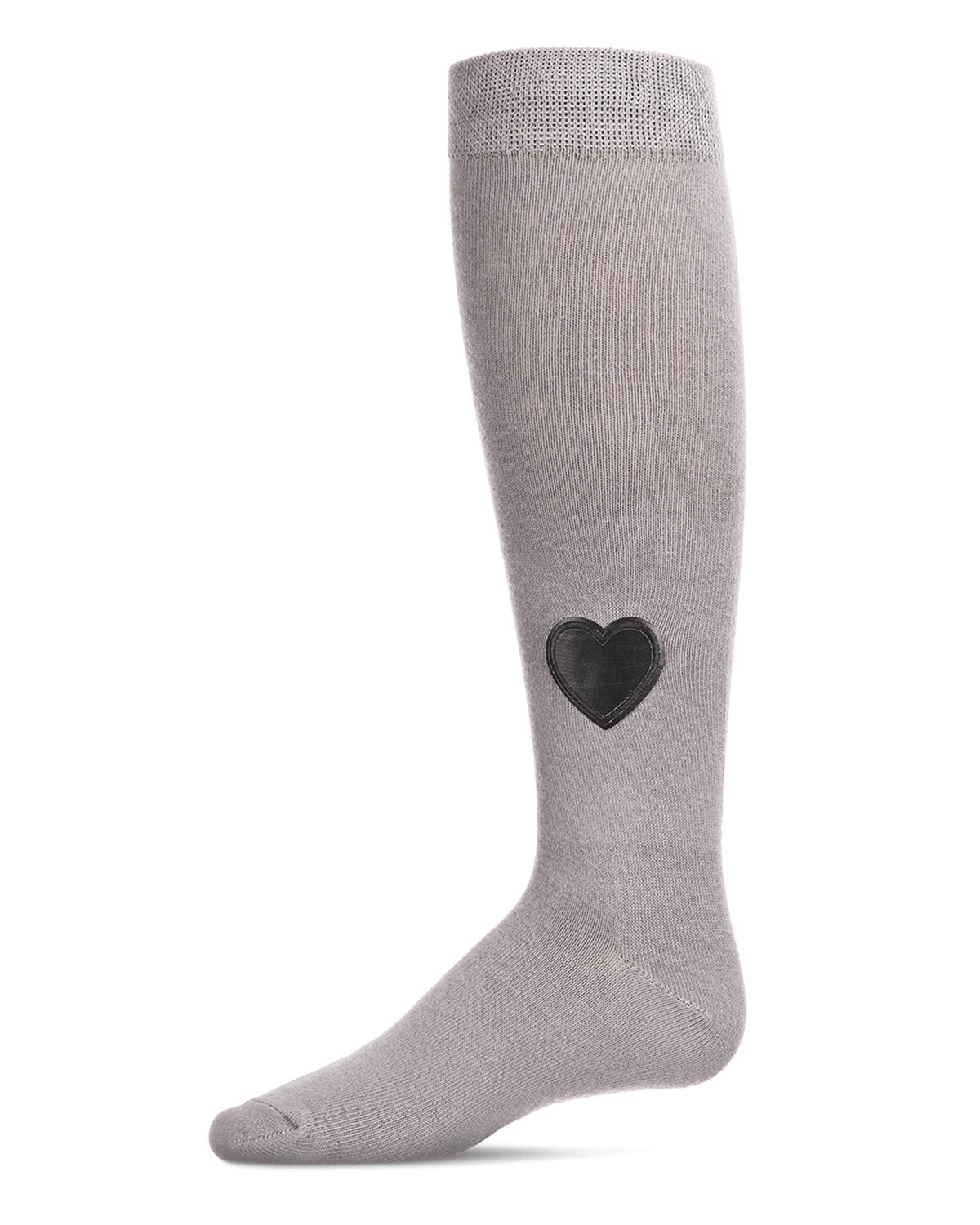 Heart Patch Cotton Blend Girls Knee High Socks