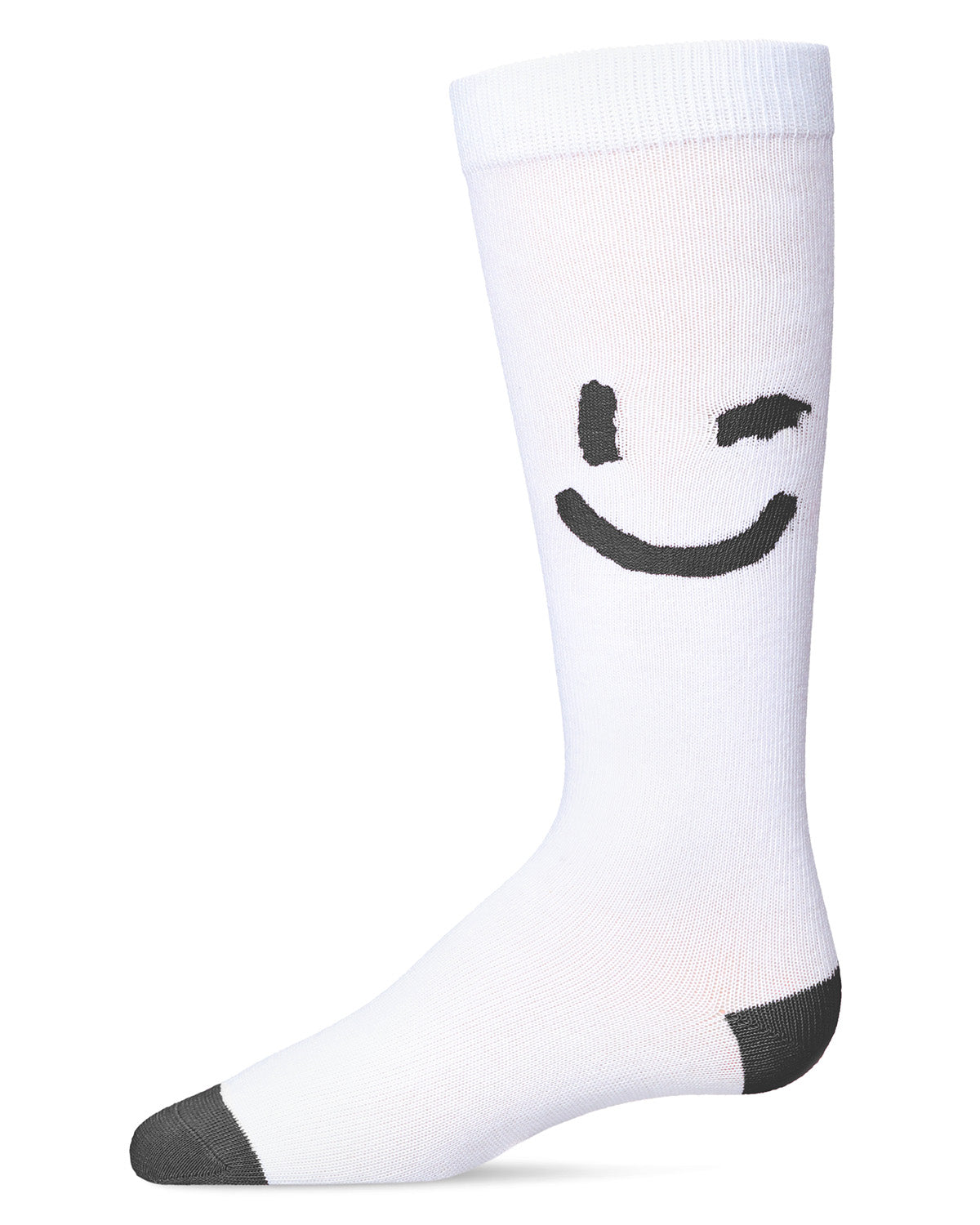 Girls' Air Brush Winking Smiley Cotton Blend Knee High Sock