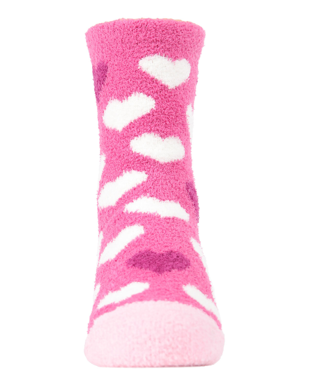 Girls' 2 Pair Pack Fuzzy Heart Non-Skid Socks