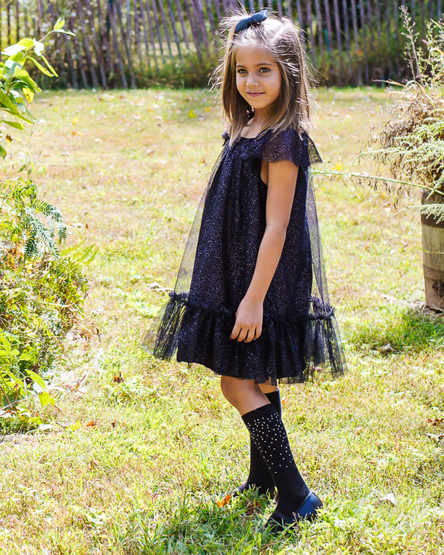 Girls' Ribbed Gemstone Knee High Socks