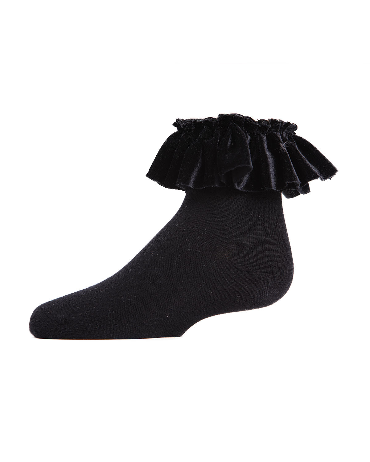 Velvet Pleated Girls Cotton Blend Anklet Socks