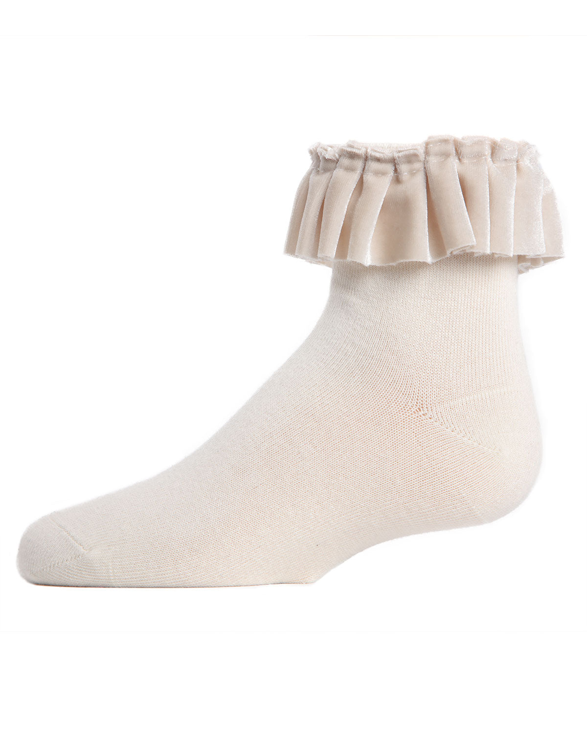 Velvet Pleated Girls Cotton Blend Anklet Socks