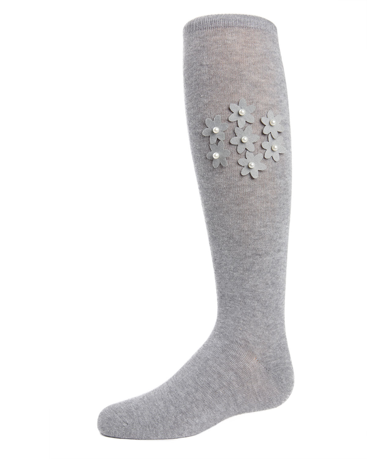 Floral Pearl Girls Cotton Blend Knee High Socks