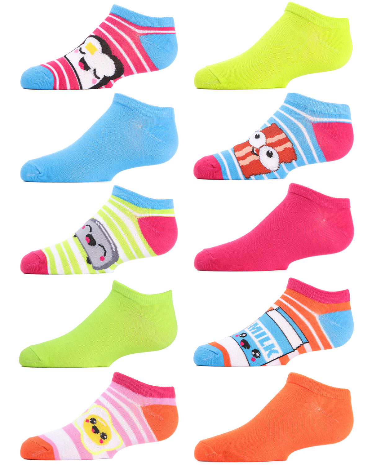 Breakfast 10-Pack Lowcut Girls Socks