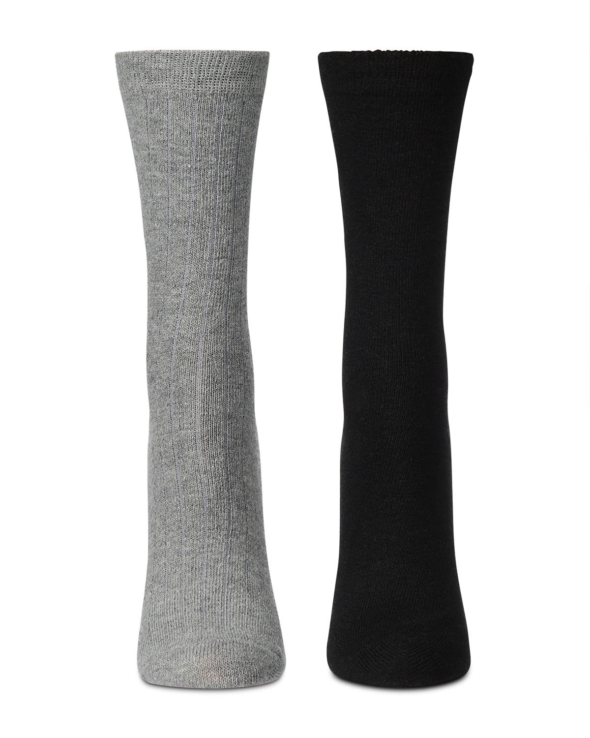 Women's 2 Pair Ribbed Flat Knit Wool Blend Crew Socks