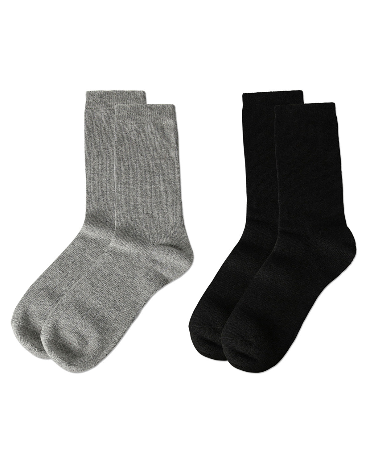 Women's 2 Pair Ribbed Flat Knit Wool Blend Crew Socks