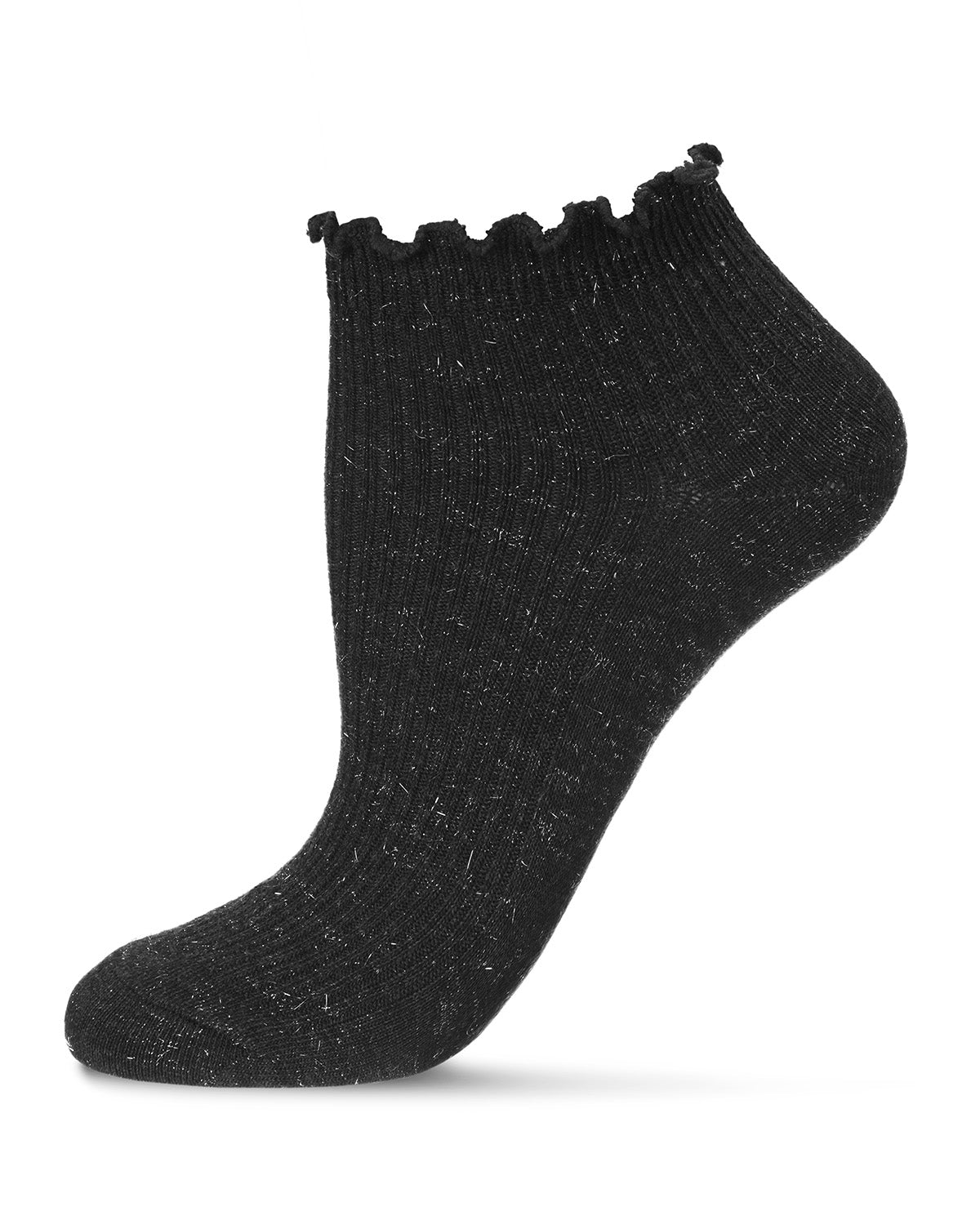 Sparkle Rib Scalloped Cuff Low Cut Socks