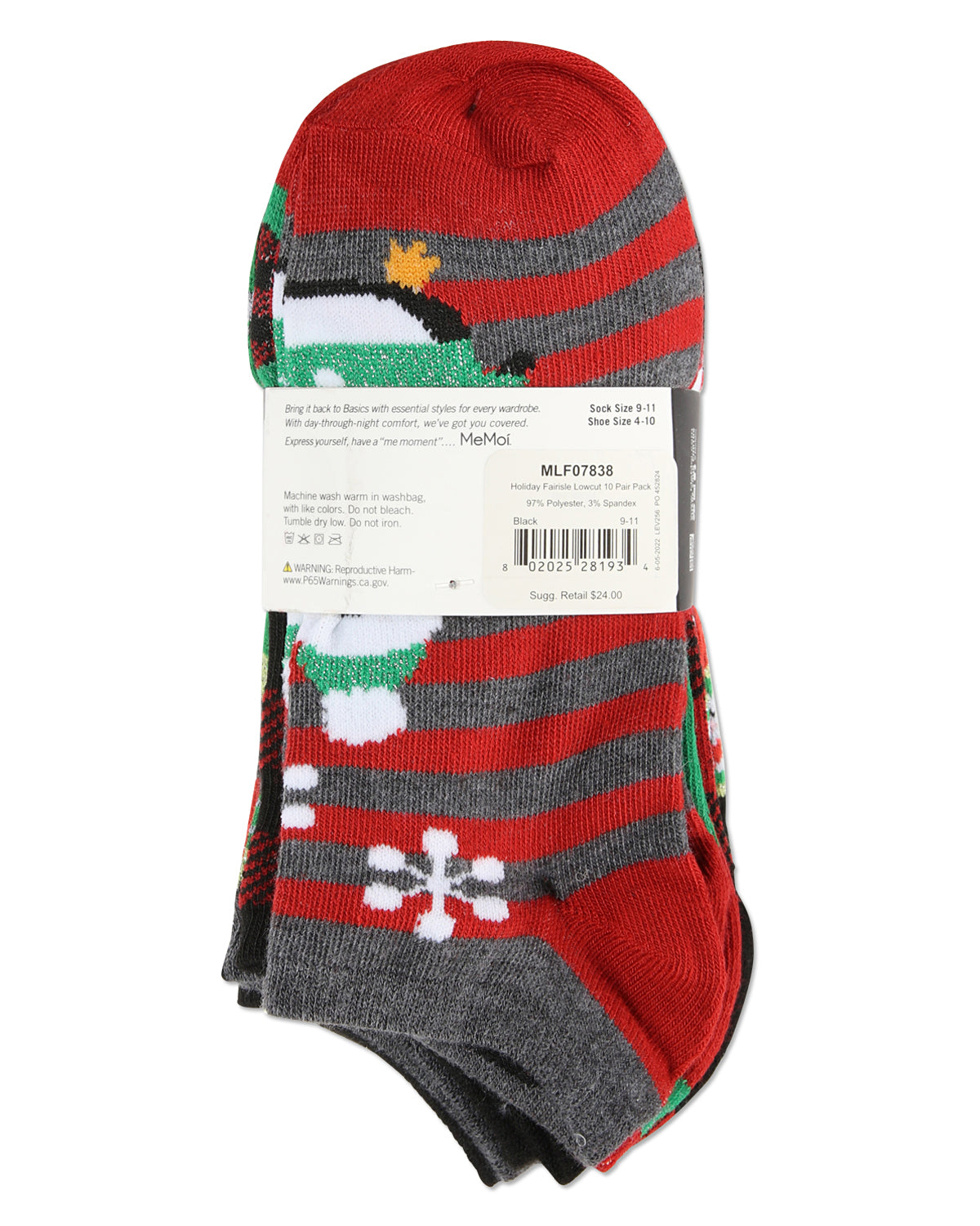 Women's 10 Pair Pack Holiday Low Cut Socks