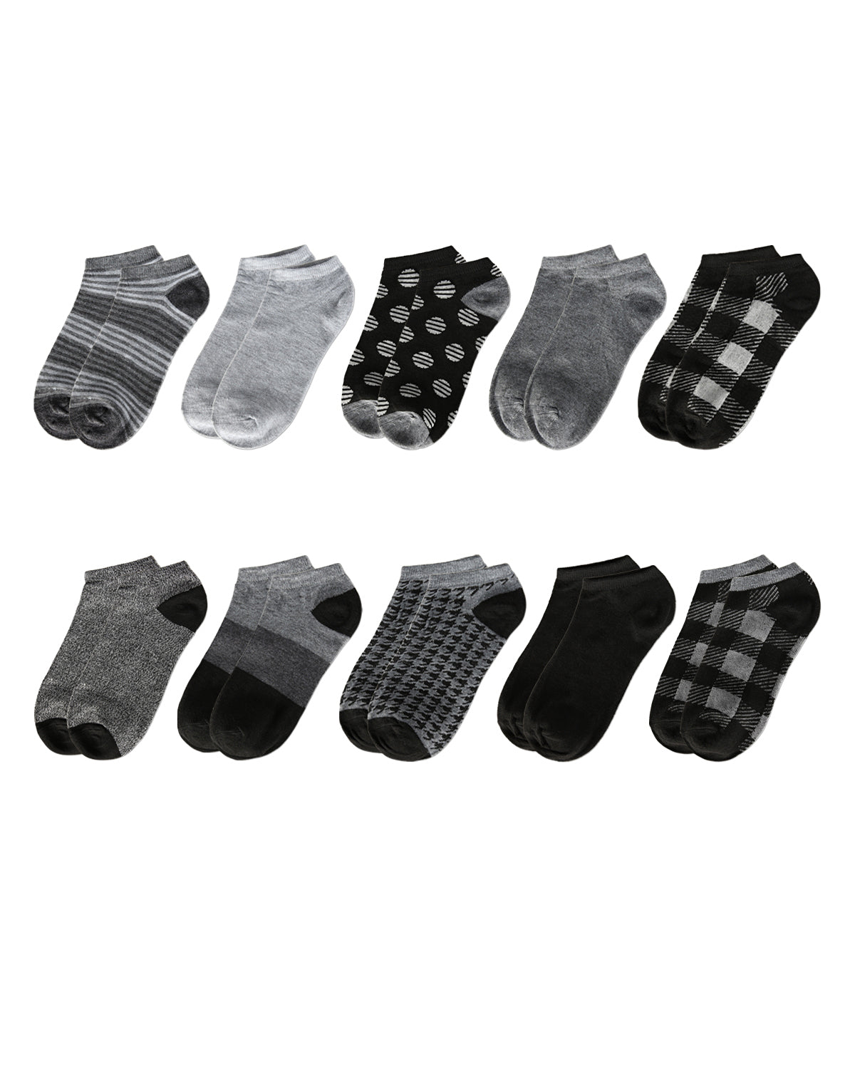 Women's 10 Pair Pack Buffalo Check Low Cut Socks