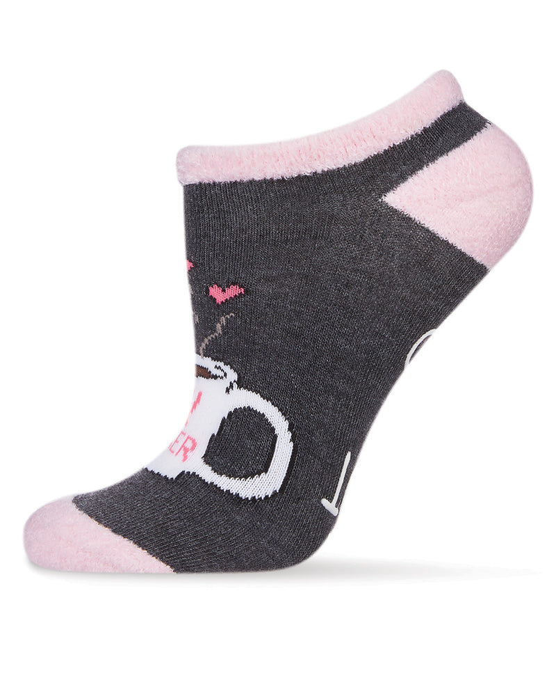 Coffee Drinker Fuzzy Low-Cut Non-Skid Socks