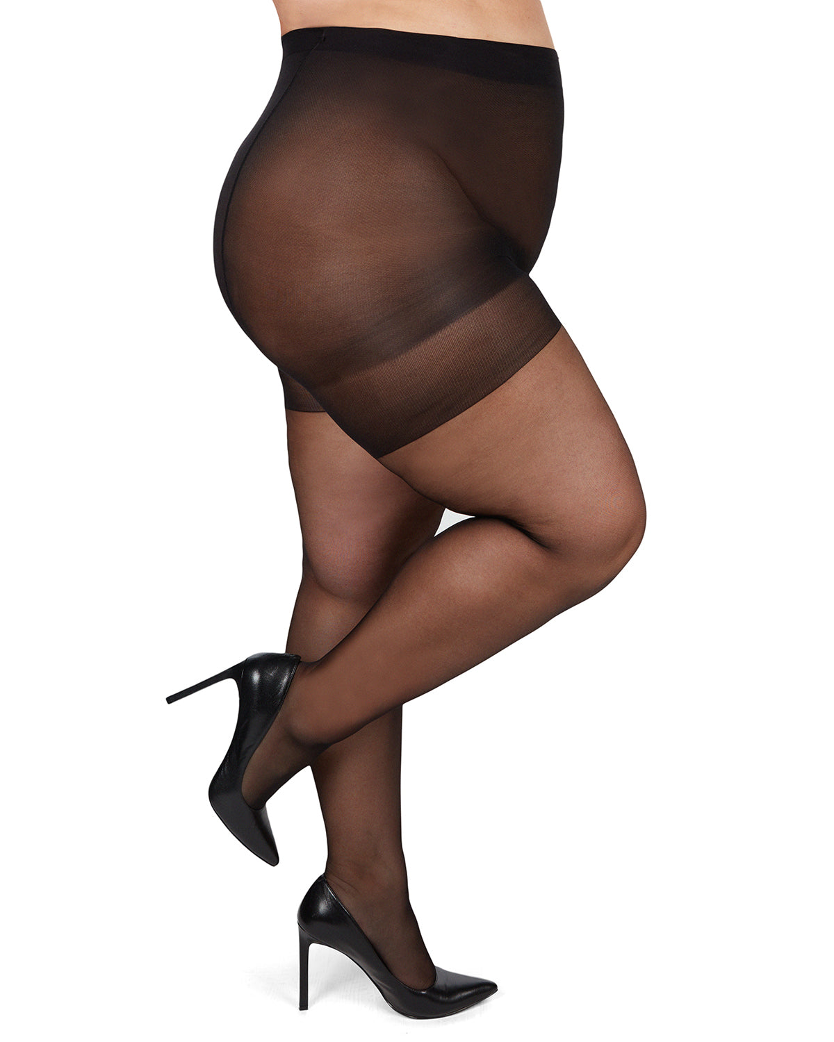 Plus Size Curvy Silky Sheer Control Top Pantyhose