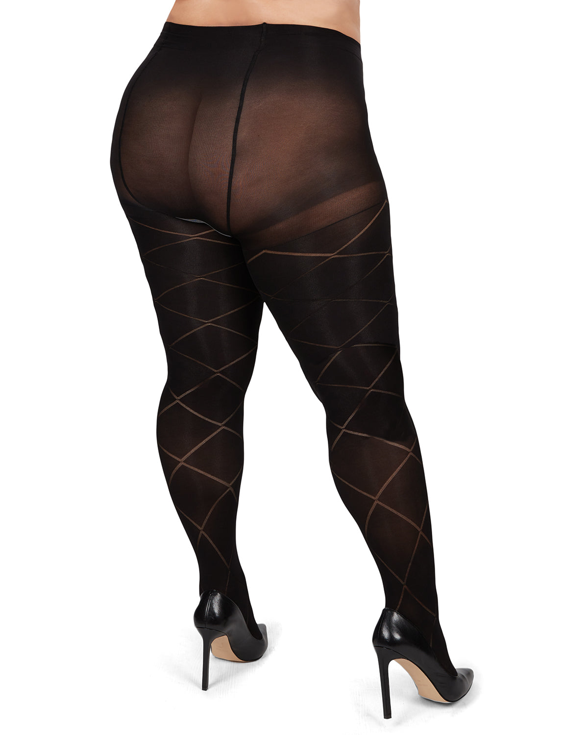 Diamond Opaque Plus Size Curvy Control Top Tights