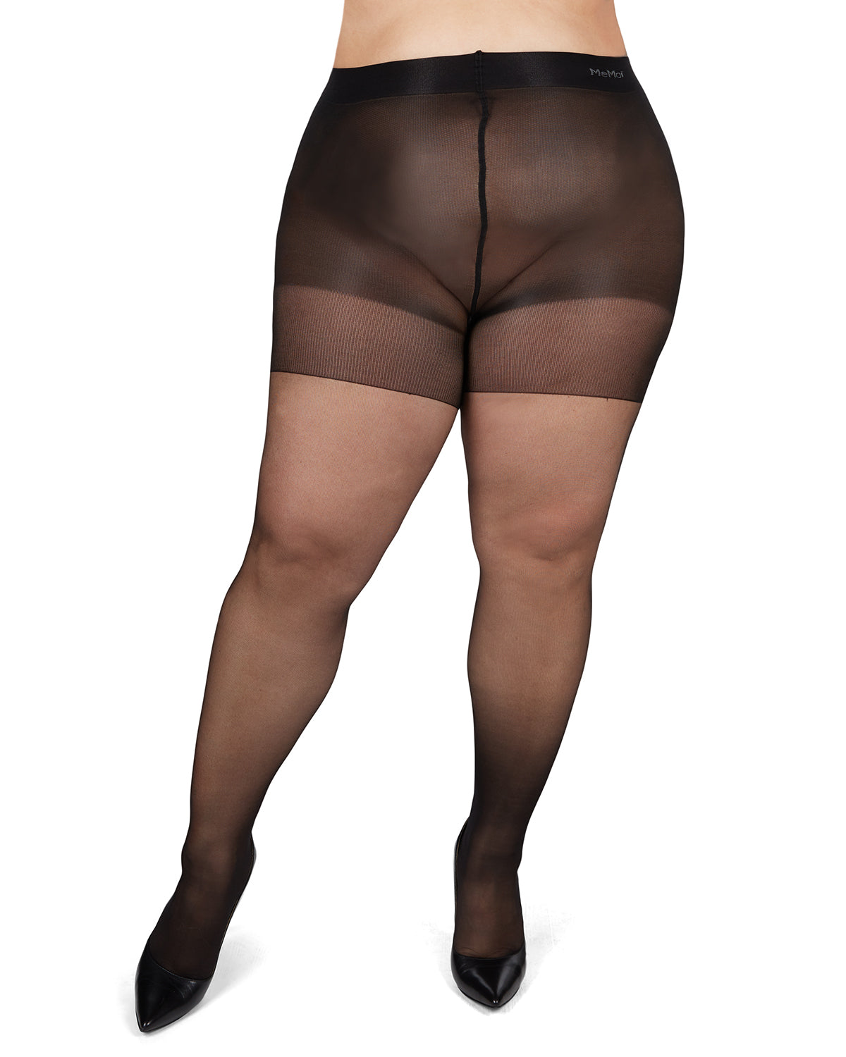 Women's Back Seam/Cuban Heel Plus Size Curvy Control Top Pantyhose